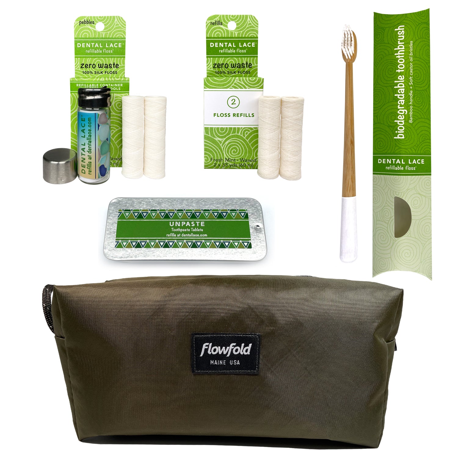 Flowfold Dopp Bag with Dental Lace Products