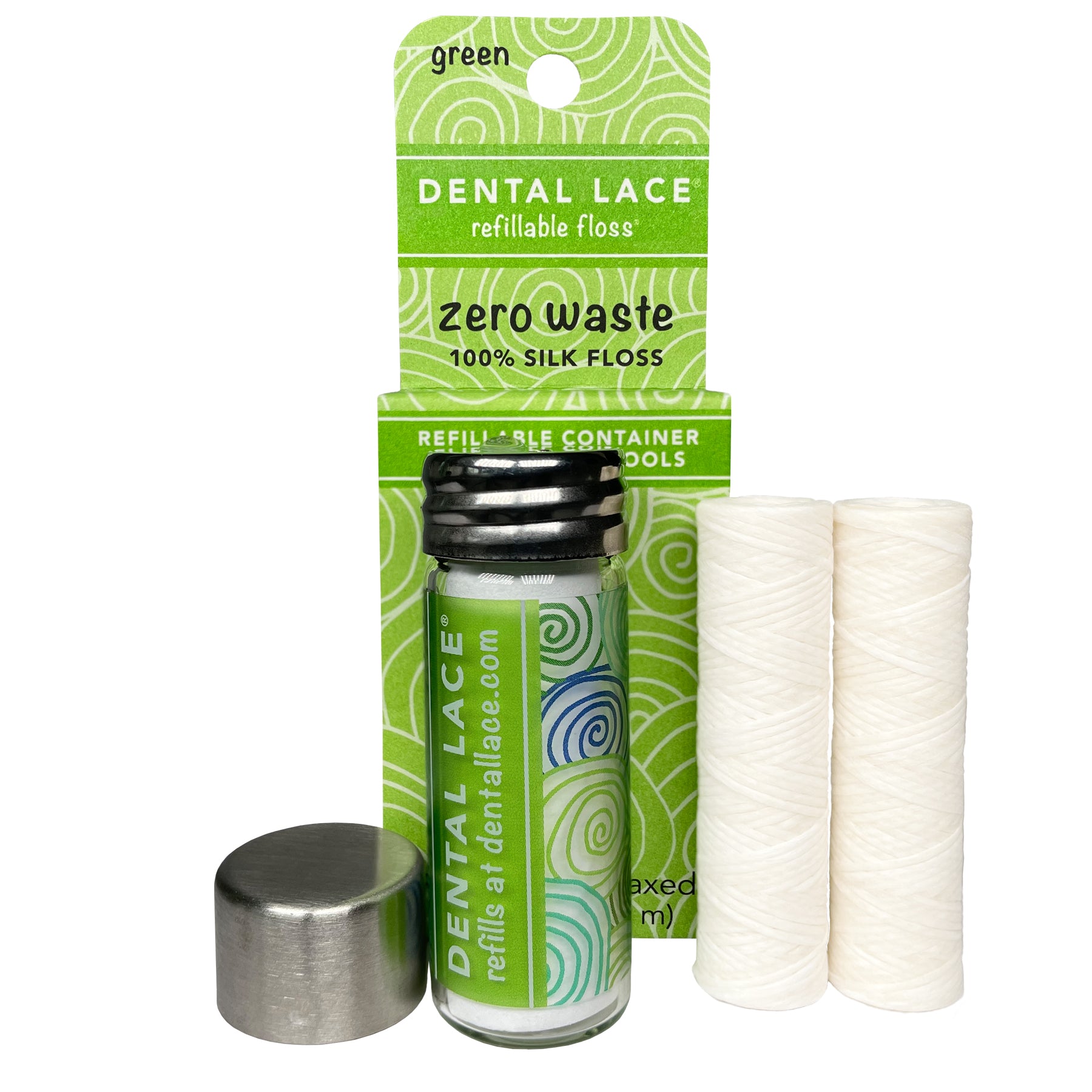 Dental Lace 4 Month Refillable PTFE &amp; PFAS Free Silk Floss Container with Refill